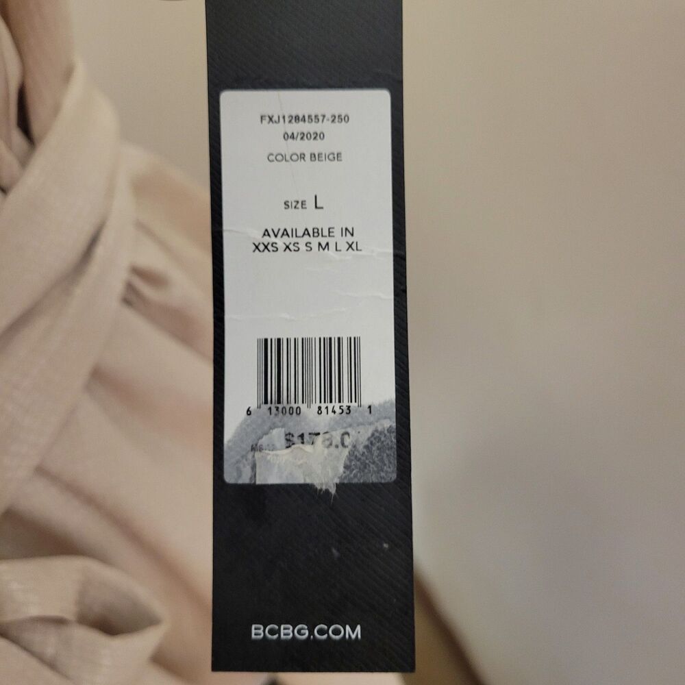 BCBG Max Azria Women’s One-Shoulder Wrap Blouse Beige Size Large NWT - Picture 4 of 10